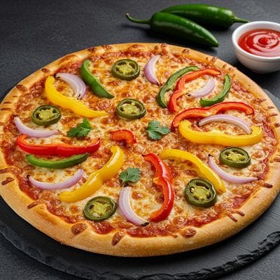 Jain Five Pepper Fiesta Pizza
