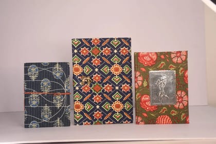 Small Handmade Paper Diary with Fabric Cover