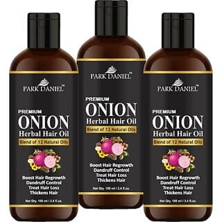 PARK DANIEL ONION Herbal hair oil - Blend of 12 Natural oils for Hair Regrowth, Dandruff Control, Treat Hair oil and Thickens the thin hair Combo pack of 3 bottles of 100 ml(300 ml) Hair Oil (300 ml)