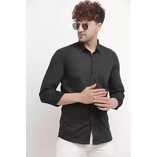 Baleshwar Men Black Solid Formal Shirt (Pack of 1 )