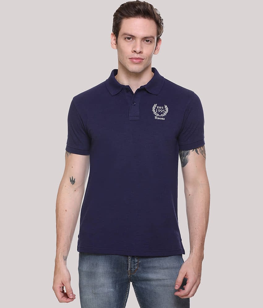 RF RAVES - Navy Blue Cotton Regular Fit Men's Polo T Shirt ( Pack of 1 )