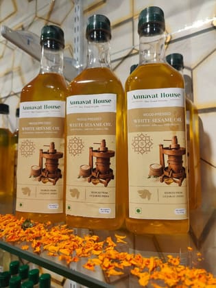 Annavat House Wood-Pressed White Sesame Oil (100ml) | Slow Pressed & Unrefined | Traditional Cooking