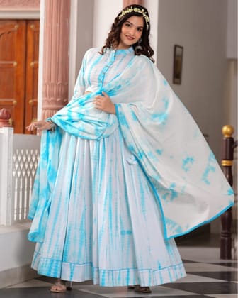 Festive Fusion Stitched Lehanga Choli Set Soft White BlockPrinted-S (36)