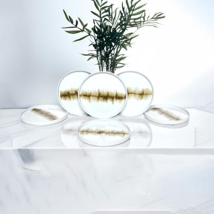 Tablejoy Edged Snack Plate Set Of 6,Olive Poreclain Round Plate For Dining Table, Home, Restaurant & Gifting, Microwave And Diswasher Safe, Aesthetic Design, Light Weight And Durable, Spill Proof