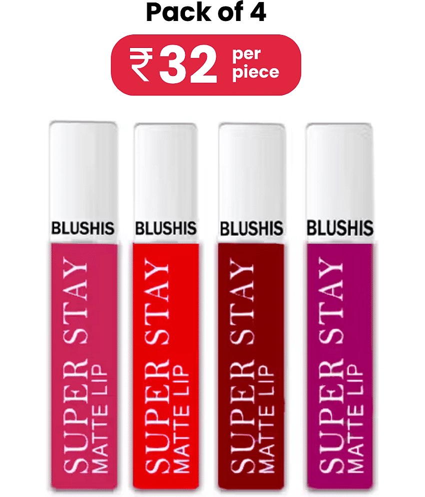 Blushis Non Transfer Mini Lipstick Red ,Purple, Maroon and Magenta Colour (Pack of 4) 16ml
