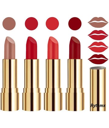 Rythmx Professional Timeless 4 Colors Lipstick Nude,Red,Orange, Maroon Pack of 4 16 g