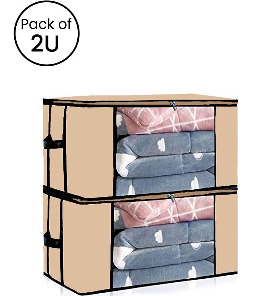 Set of 02 Underbed Storage Bag, Storage Organizer, Blanket Cover with Front Handle