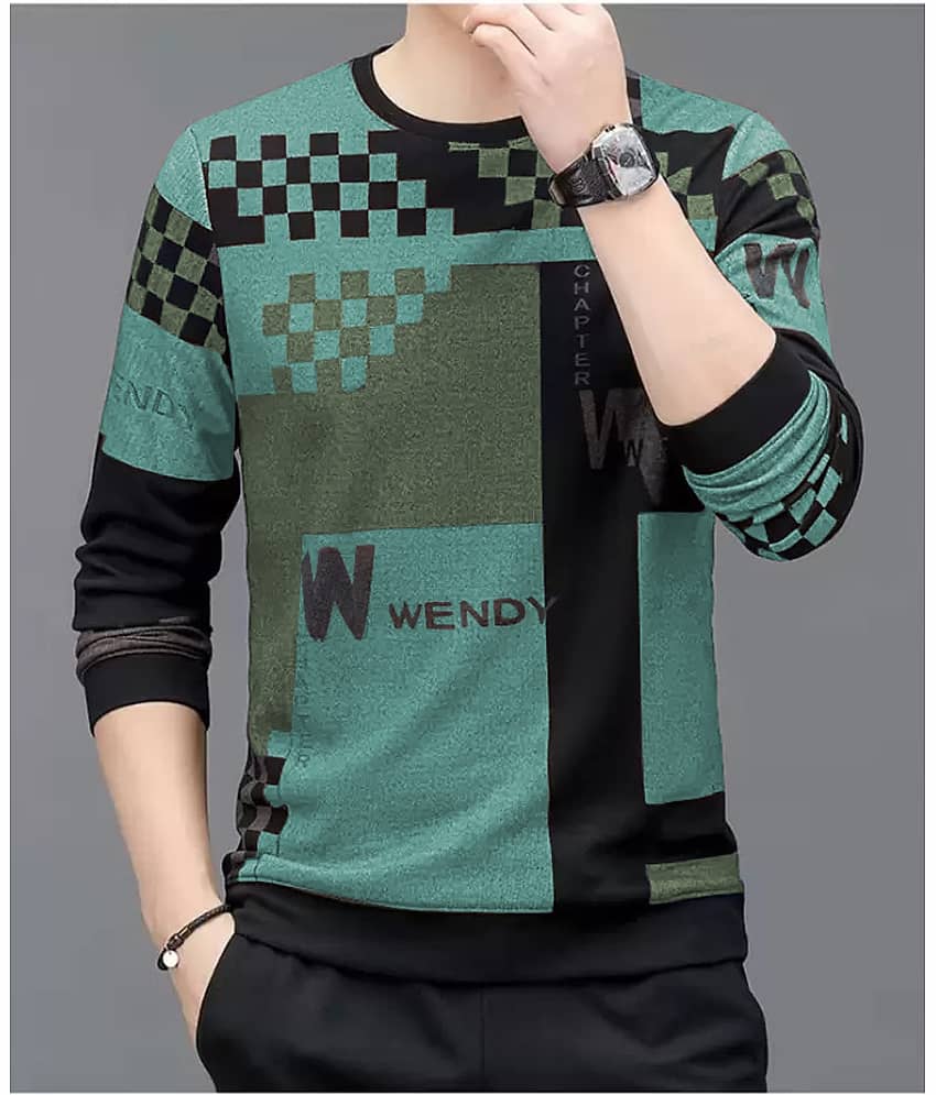 STI Polyester Regular Fit Printed Full Sleeves Men's Round T-Shirt - Lavender ( Pack of 1 )