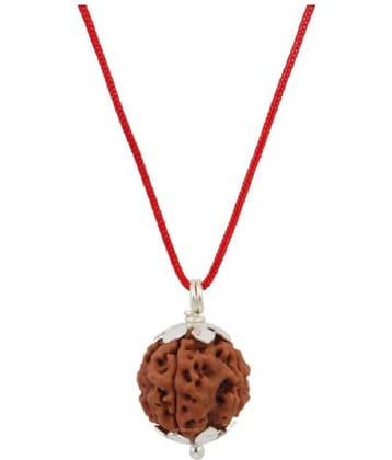 Astrodidi 4 Mukhi Rudraksha Silver Pendant With Lab Certificate
