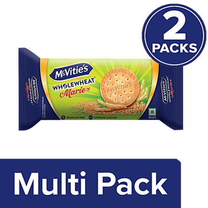 McVitie's Wholewheat Marie Biscuits With Goodness Of Calcium, 2x195 g Multipack