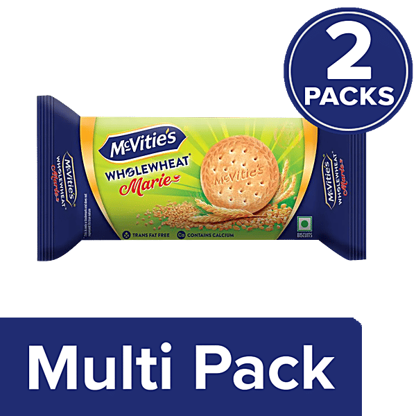 McVitie's Wholewheat Marie Biscuits With Goodness Of Calcium, 2x195 g Multipack
