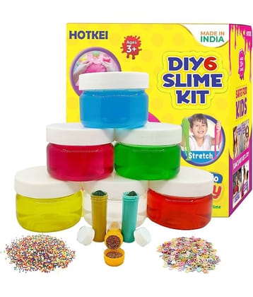 HOTKEI (6 Slime Kit) DIY Multicolor Fruit Scented Toy Slimy Slime Gel Jelly Putty Set Toys Kit for Boys Girls Kids 3 to 10 Years 300 gm Slime with Accessories Like Glitter | Charms | Water Beads Set