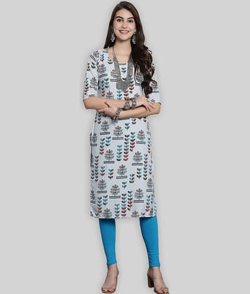7Threads Crepe Printed Straight Women's Kurti - Grey ( Pack of 1 )