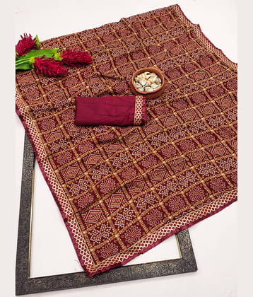Kanooda Prints Georgette Printed Regular Saree With Unstitched Blouse Piece ( Maroon )