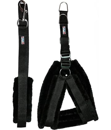 Petshop7 Fur Padded  Nylon Dog Harness ,  Dog Leash  Small (Chest Size - 23-28inch)