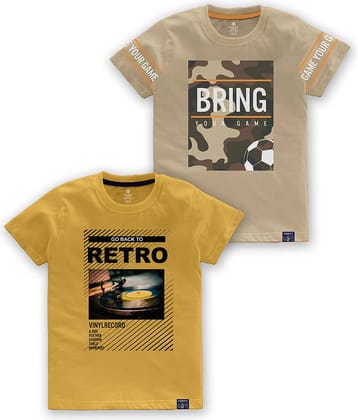 CODEZ Pack of 2 Boys Cotton Blend T-Shirt ( Multi Color )