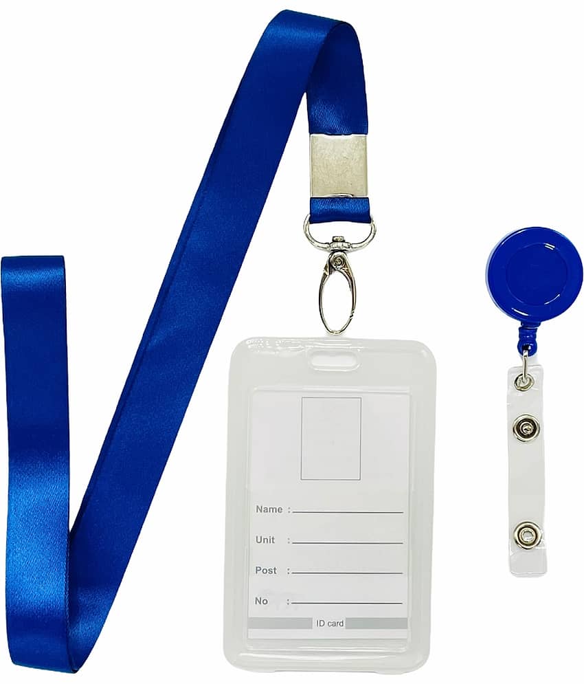 VERTICAL ID BADGE HOLDER WITH A LANYARD AND ID BADGE REEL