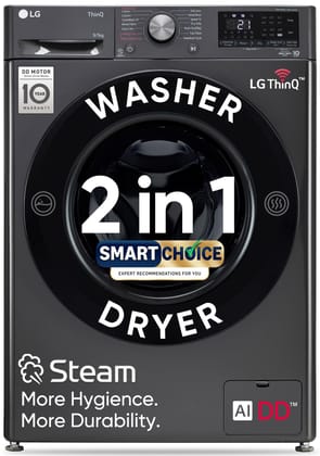 LG Smart Choice, 9 Kg (Wash) / 5 Kg (Dry), Ai Direct Drive Technology, Steam, TurboWash & Wi-Fi Fully Automatic Front Load Washer Dryer (FHD0905SWM, Intelligent & Convenient Fabric Care, Middle Black) LG Smart Choice, 9 Kg (Wash) / 5 Kg (Dry), Ai Direct 