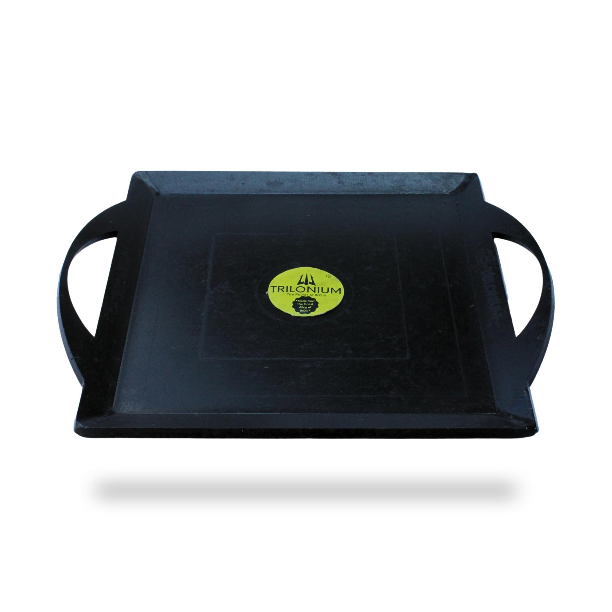 Trilonium Triple Seasoned Iron Fish fry Griddle Tawa 26 x 26 cms , Ultra Smooth, Weighs 3.4 Kgs