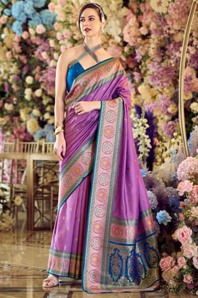 Purple Woven Banarasi Silk Saree