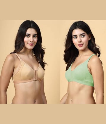Ladyland Pack of 2 Cotton Blend Non Padded Everyday Bra For Women ( Multicolor )