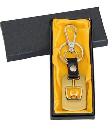 Americ Style HONDA Golden Metal Swinging Logo Locking Locking Key Chain  (Gold)