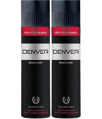 Denver Black Code Talc for Men - 300GM Each (Pack of 2)