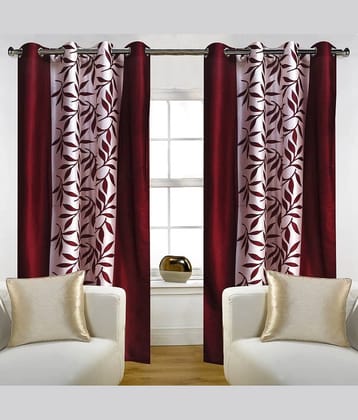 N2C Home Solid Semi-Transparent Eyelet Curtain 5 ft ( Pack of 2 ) - Maroon