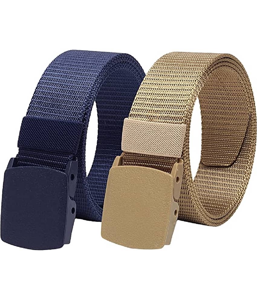 Clock21 - Blue Canvas Men's Casual Belt ( Pack of 2 )