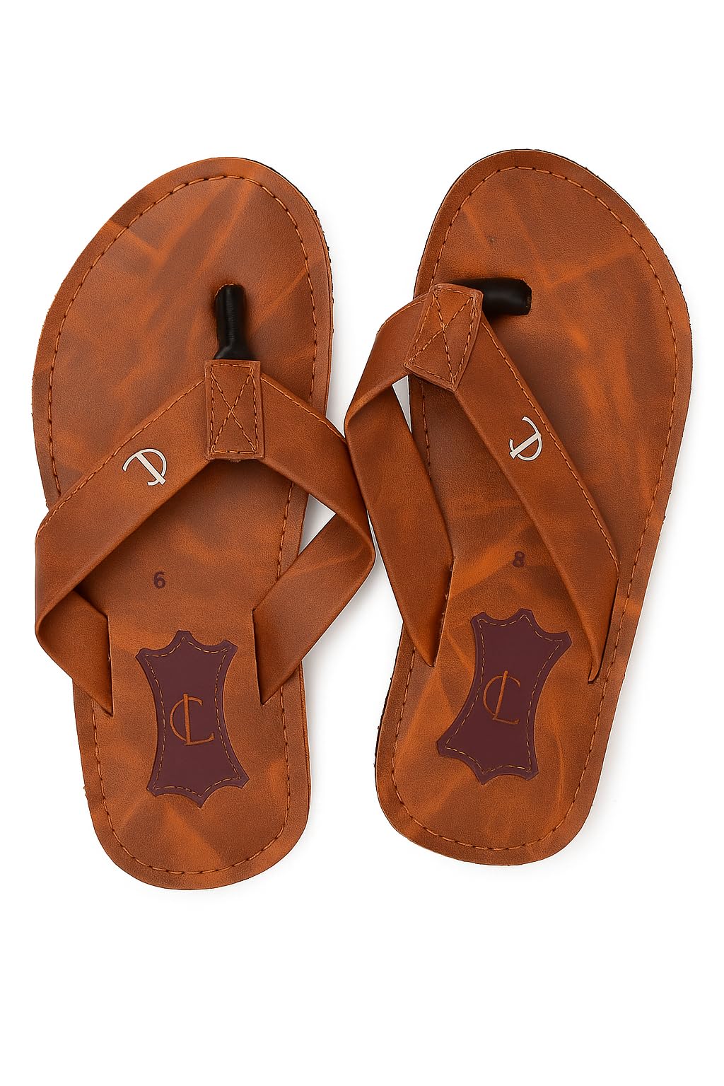 Handcrafted Leather Sandals, Brown, Cross-Strap Design, Stitched Sole color Brown Size 8