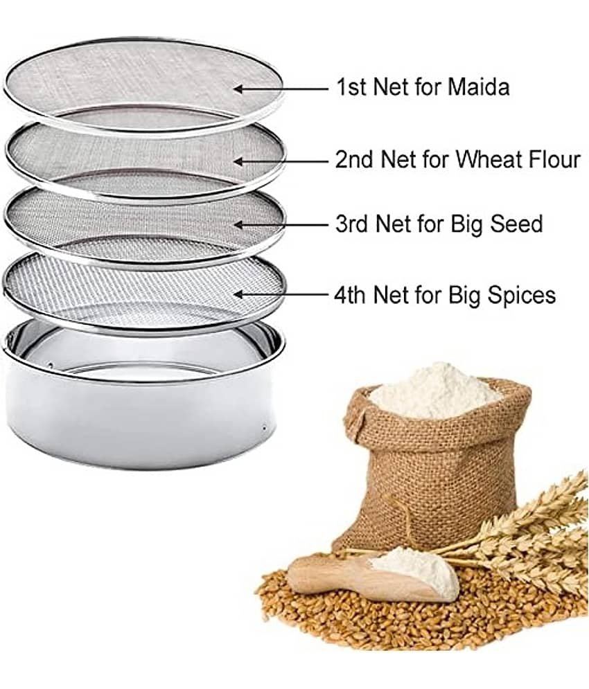 Konquer TimeS Silver Steel Sieve ( Pack of 1 )