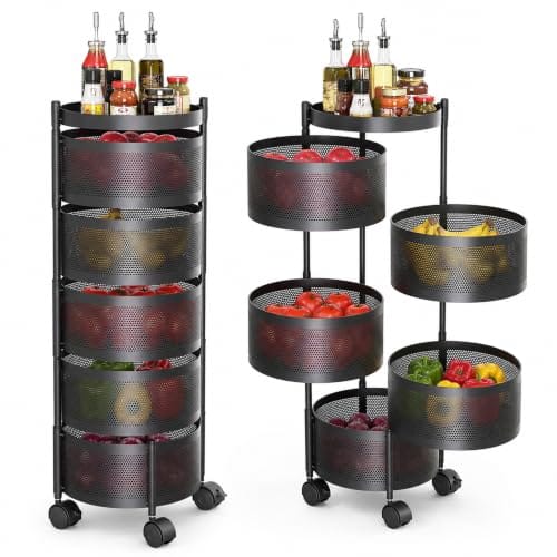 JD FRESH 360° Rotating Kitchen Trolley with Wheels