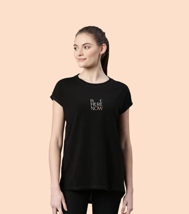 Enamor Active T-Shirt Womens Activewear | A305-Jet Black Love Graphic / M