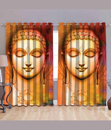 BELLA TRUE Abstract Semi-Transparent Eyelet Curtain 9 ft ( Pack of 2 ) - Multicolor