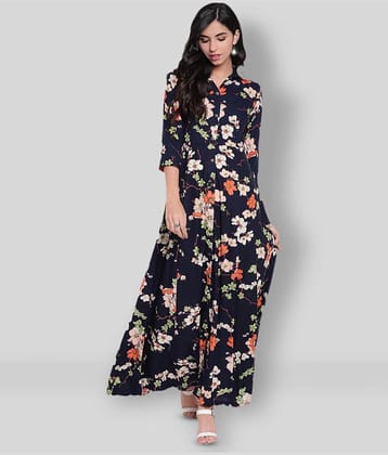Divena - Blue Rayon Women's Flared Kurti ( Pack of 1 )