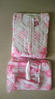 SSR SAREES FANCY KIDS WEAR Pink and White Silk Dress