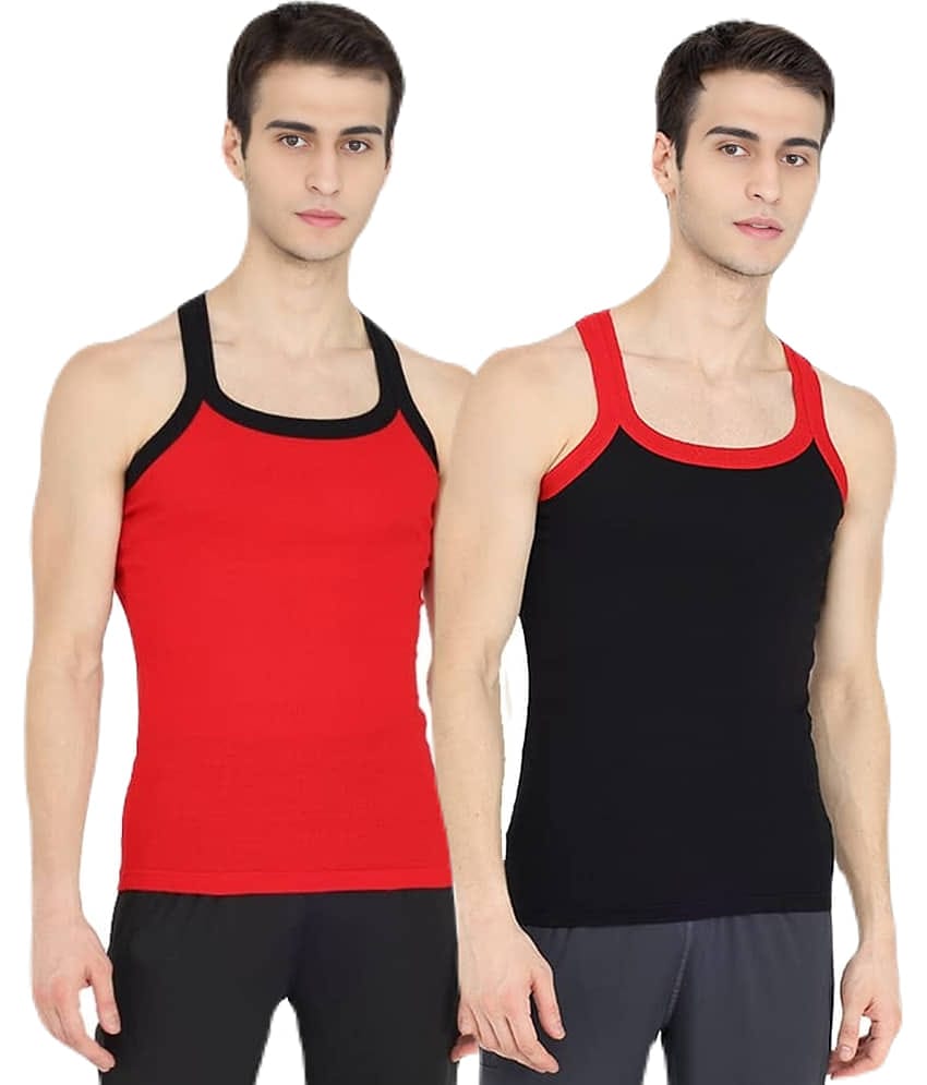 INNERO Pack of 2 Cotton Gym Vest For Men ( Multicolor )