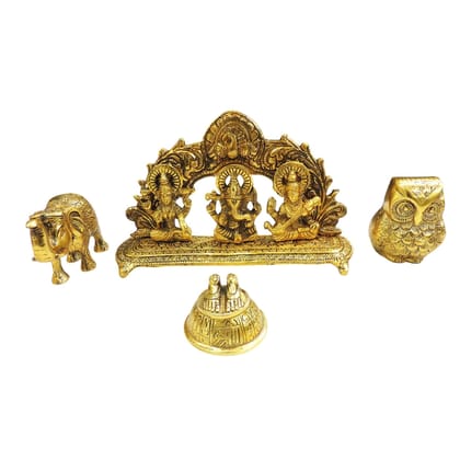 Aluminium Owl Diwali Gift Set for Lakshmi Puja & Festive Gifting, Height : 6 Inch (ASMAS526 G)