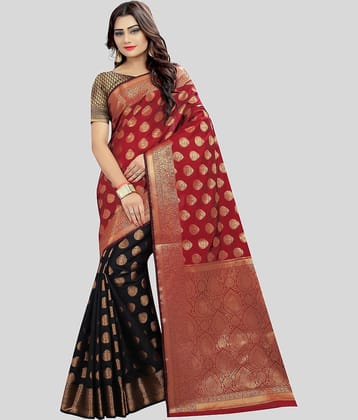 Gazal Fashions Banarasi Silk Embellished Saree With Unstitched Blouse Piece ( Cream )