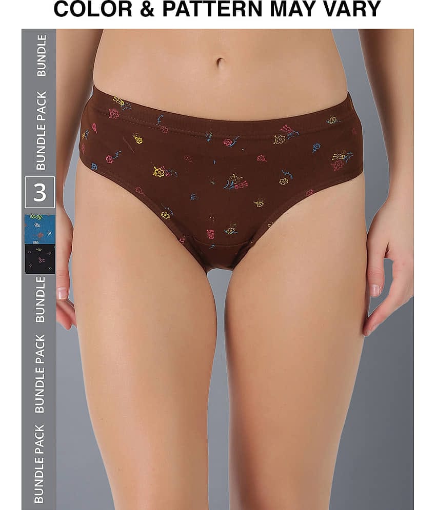 Dollar Lehar Super Combed Cotton Women's Printed Hipster Panty - Pack of 3 - (Print May Vary)