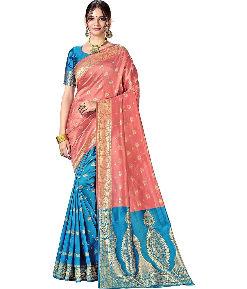 Sariya Jacquard Woven Saree With Unstitched Blouse Piece ( Yellow )