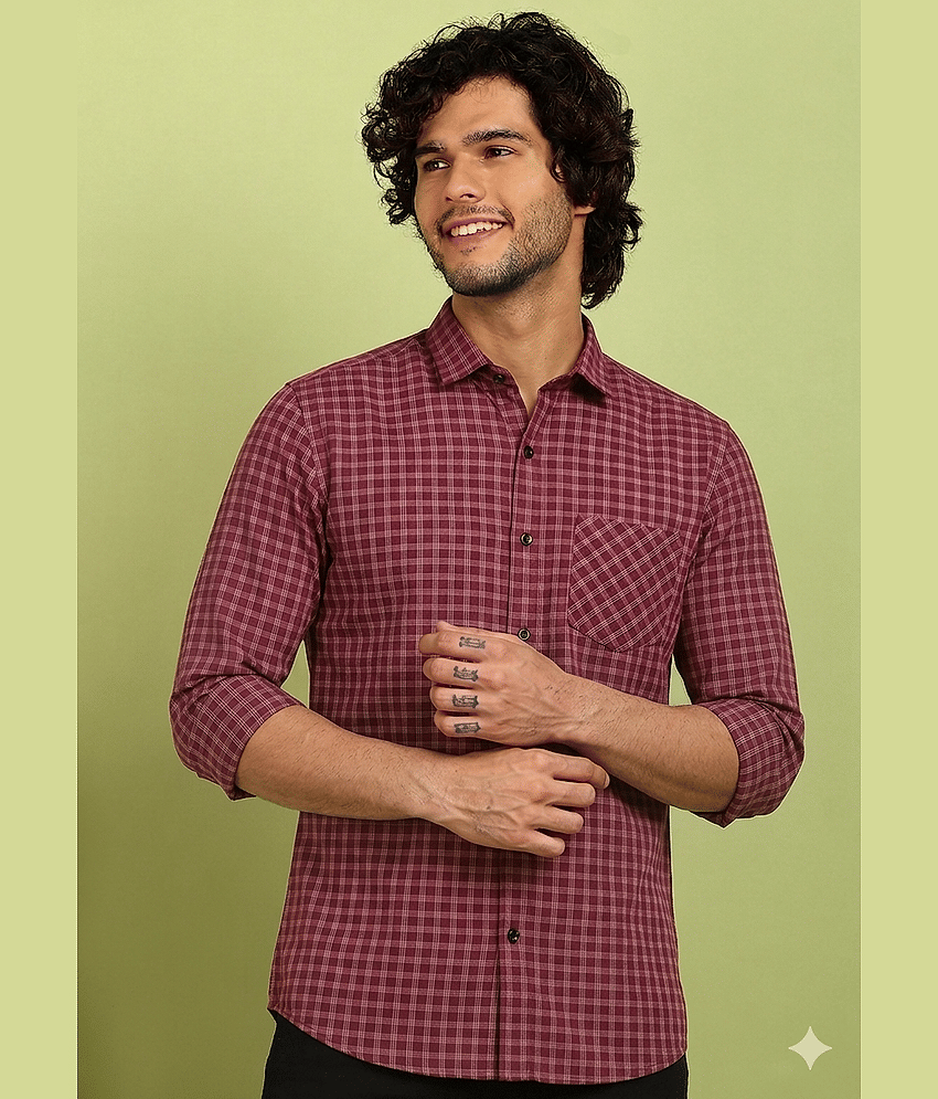 allan peter 100% Cotton Regular Fit Checks Full Sleeves Men's Casual Shirt - Multicolor ( Pack of 1 )