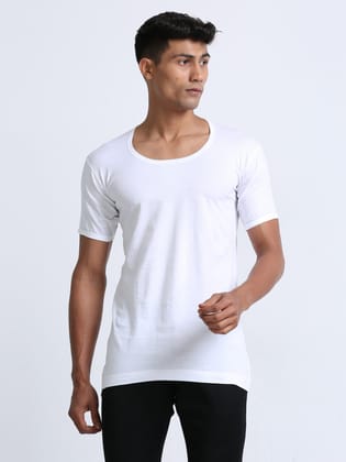 White Cotton Vest With Sleeve-75