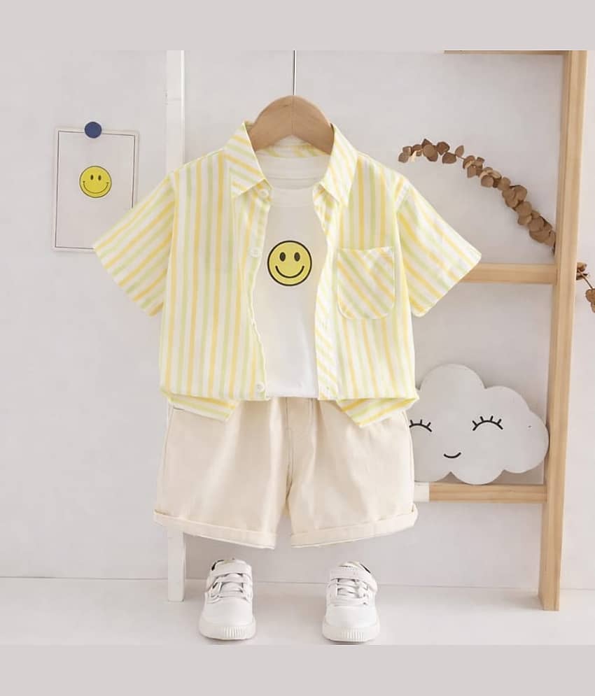 Ocvito Boys Cotton Shirt & Shorts Set ( Yellow , Pack of 1 )