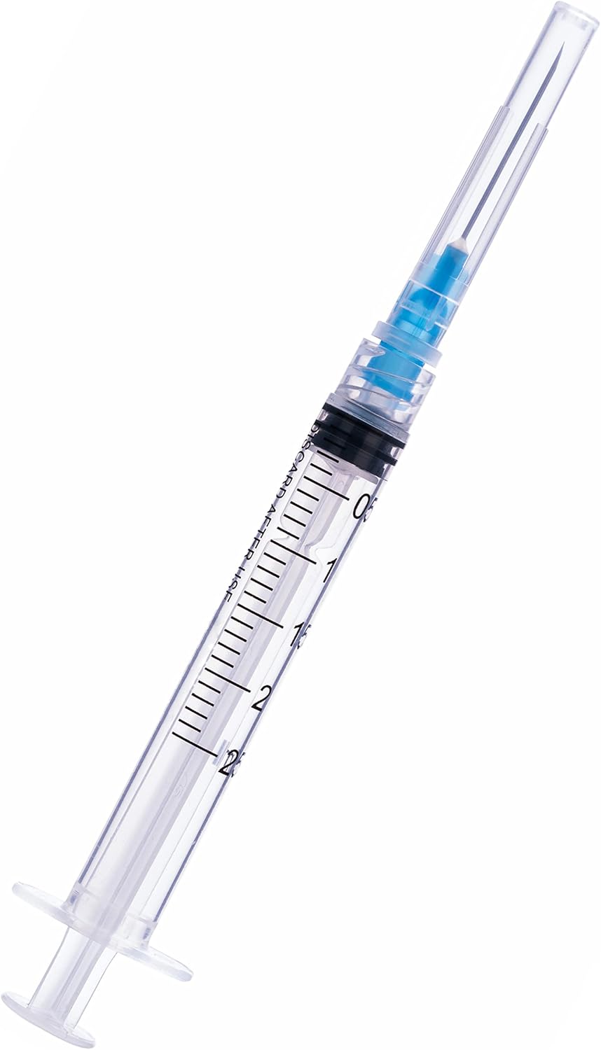 2ml Syringes with Needle  Disposable, Sterile, Medical Grade | Box of 100 Units | 1 PACK  ASSORTED