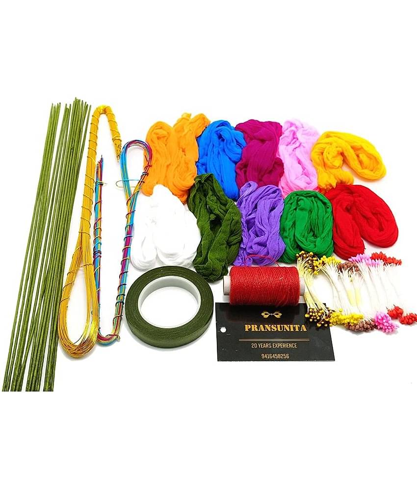 PRANSUNITA Fabric Complete Stocking Flower Making kit for Beginners ( Pack of 1 )