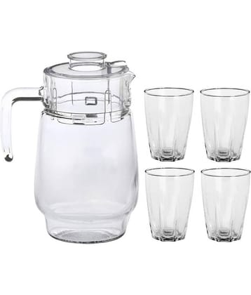 AFAST Designer Jug & Glass Glass Plain Jug & Glass Set 1750 mL Transparent