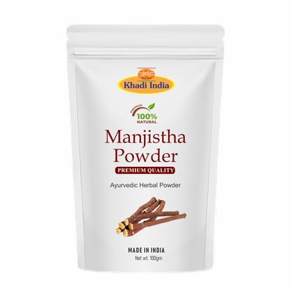 Khadi 100% Pure & Organic Manjistha Powder, 100g |Rubia Cordifolia |100% Pure & Natural for Skin Whitening| Manjistha Powder for face, Hair Care & Skin CareFresh (100gm., MANJISTHA) Khadi 100% Pure & Organic Manjistha Powder, 100g |Rubia Cordifolia |100%