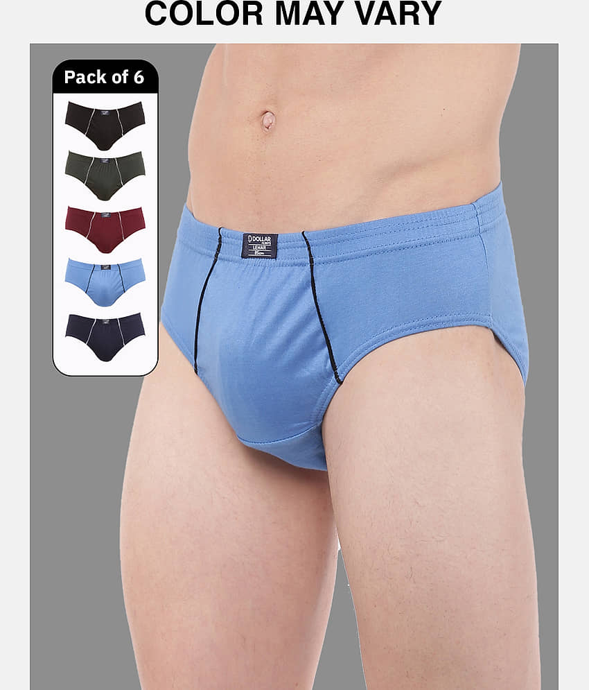 Dollar Lehar Super Combed Cotton Mens Brief - Pack of 6 - (Colour May Vary)