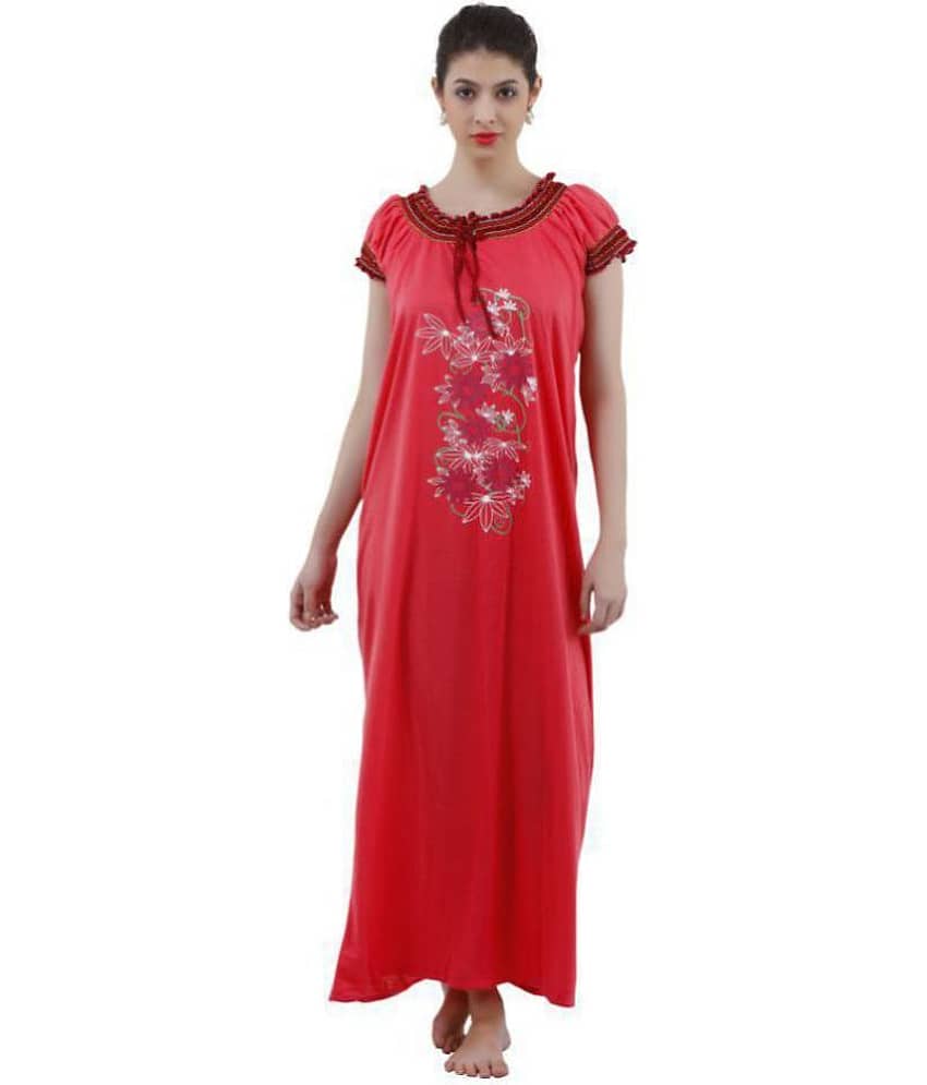 Reposey Viscose Night Dress - Red Single